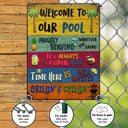Cadeau Wander Prints pour les amateurs de piscine – Panneaux métalliques rustiques « Bienvenue dans notre piscine » – Décoration extérieure, été, barbecue, cadeau AZCS