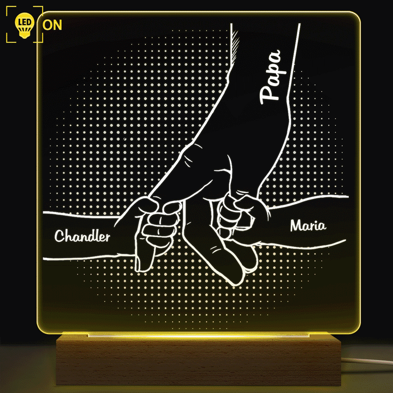 Hand In Hand, I Will Always Protect You - Birthday, Loving Gift For Mom, Dad, Papa, Nana, Grandma, Grandpa - Personalized Custom 3D Led Light Wooden Base