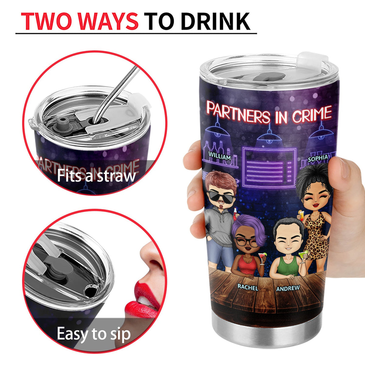 Partners In Crime Just Remember If We Get Caught Party Night Best Friends - Bestie BFF Gift - Personalized Custom Tumbler