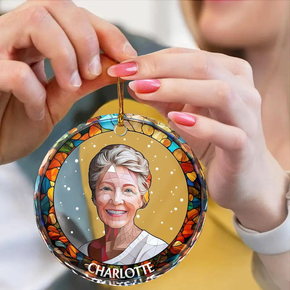 Portrait photo personnalisé chien chat famille Noël - Ornement en verre rond personnalisé 