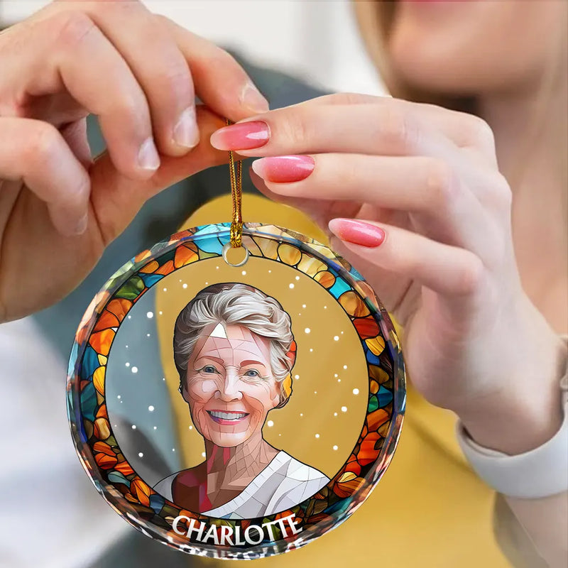 Portrait photo personnalisé chien chat famille Noël - Ornement en verre rond personnalisé 