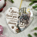 Custom Photo You Would Have Lived Forever Dog Cat Memorial - Personalized Heart Shaped Glass Ornament