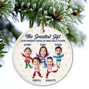 Family - Custom Photo The Greatest Gift Our Parents Gave Us Was Each Other Sisters Brothers - Personalized Circle Ceramic Ornament