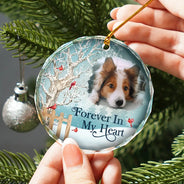 Christmas Memorial - Custom Photo Christmas Will Never Be The Same Without You - Personalized Circle Glass Ornament