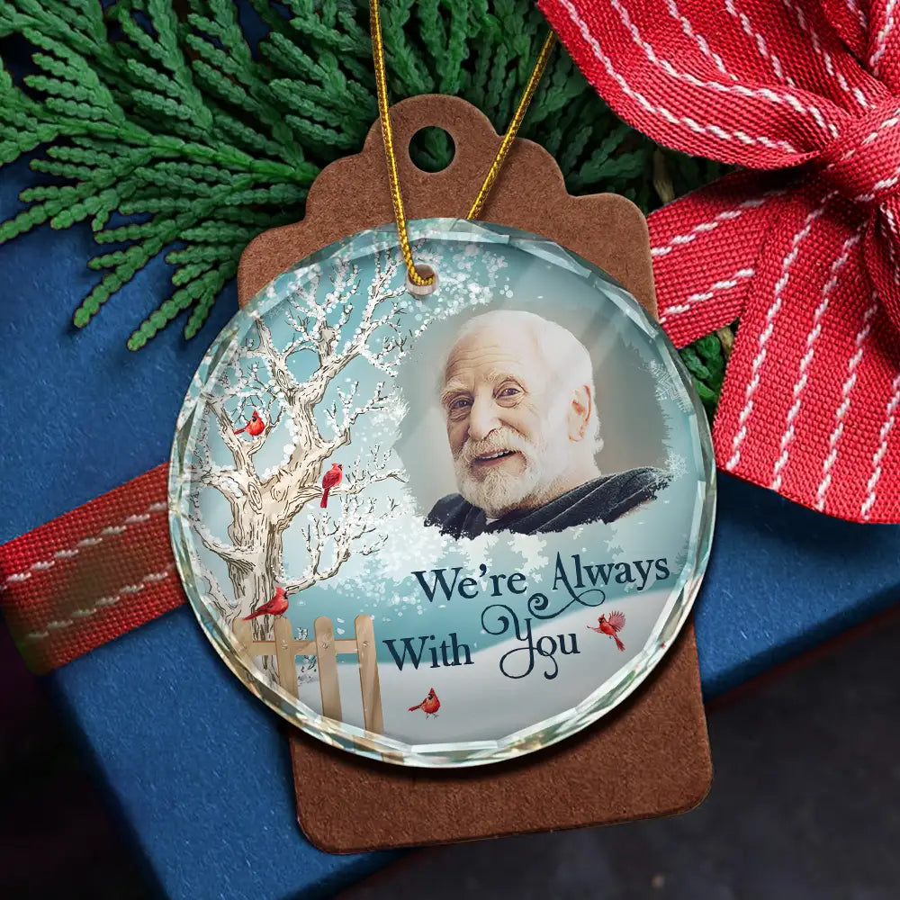 Christmas Memorial - Custom Photo Christmas Will Never Be The Same Without You - Personalized Circle Glass Ornament