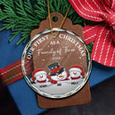 Christmas,Happy,Family,Parents - First Christmas As A Family Of Three Snowman - Personalized Circle Glass Ornament