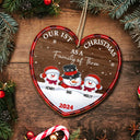 Christmas,Happy,Family,Parents - First Christmas As A Family Of Three Snowman - Personalized Custom Shaped Wooden Ornament