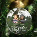 Gift For Bestie,Christmas,Continue Shopping,Love - Our Friendship Knows No Distance Cartoon Bestie - Personalized Circle Glass Ornament