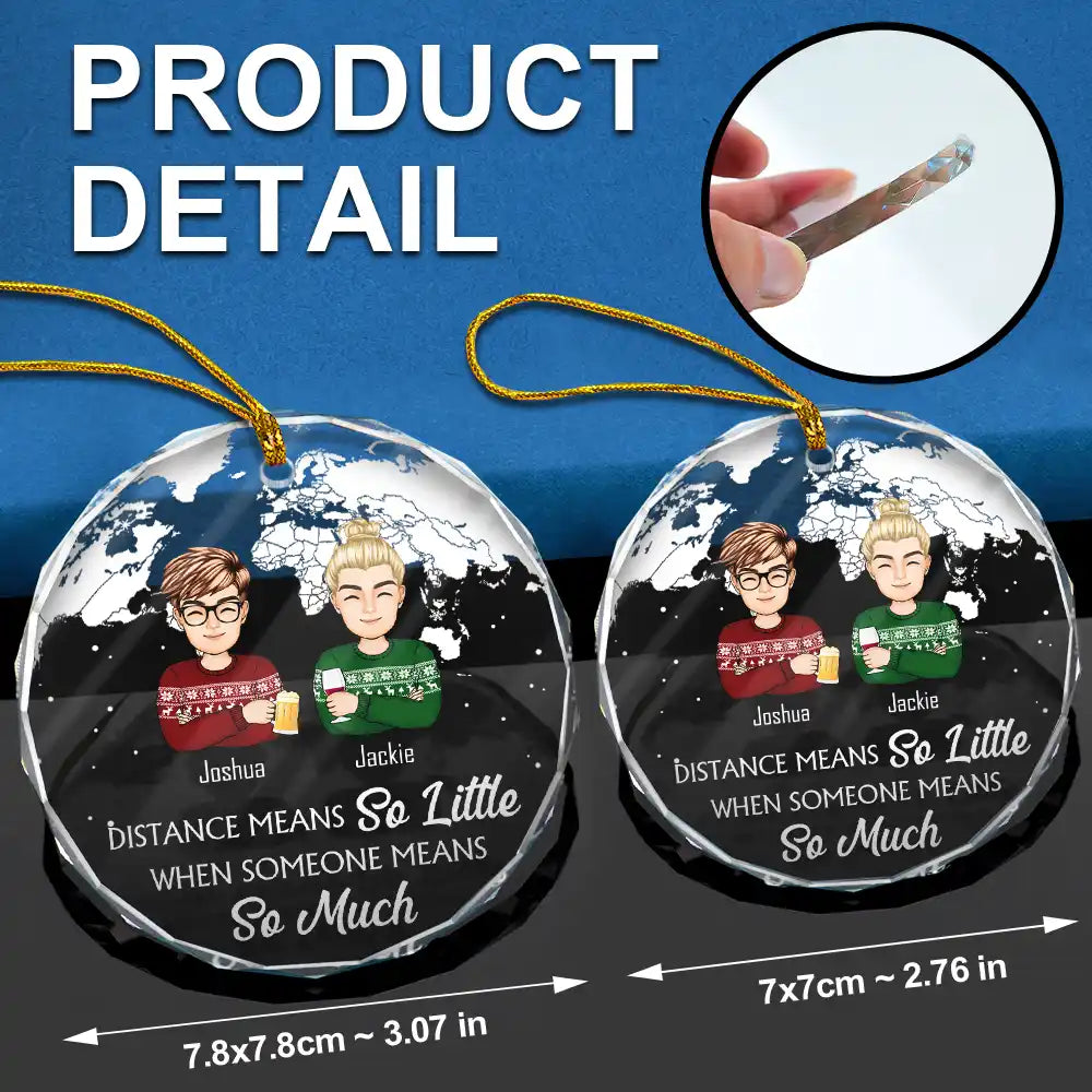 Gift For Bestie,Christmas,Continue Shopping,Love - Our Friendship Knows No Distance Cartoon Bestie - Personalized Circle Glass Ornament