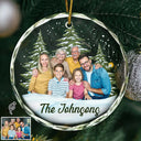 Family, Parents, Gift For Grandparents - Custom Photo Christmas Family Portrait - Personalized Glass Ornament