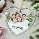 Family, Parents, Gift For Grandparents - Custom Photo Christmas Family Portrait - Personalized Glass Ornament