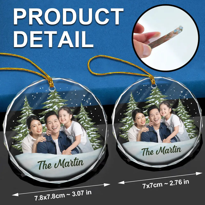 Family, Parents, Gift For Grandparents - Custom Photo Christmas Family Portrait - Personalized Glass Ornament