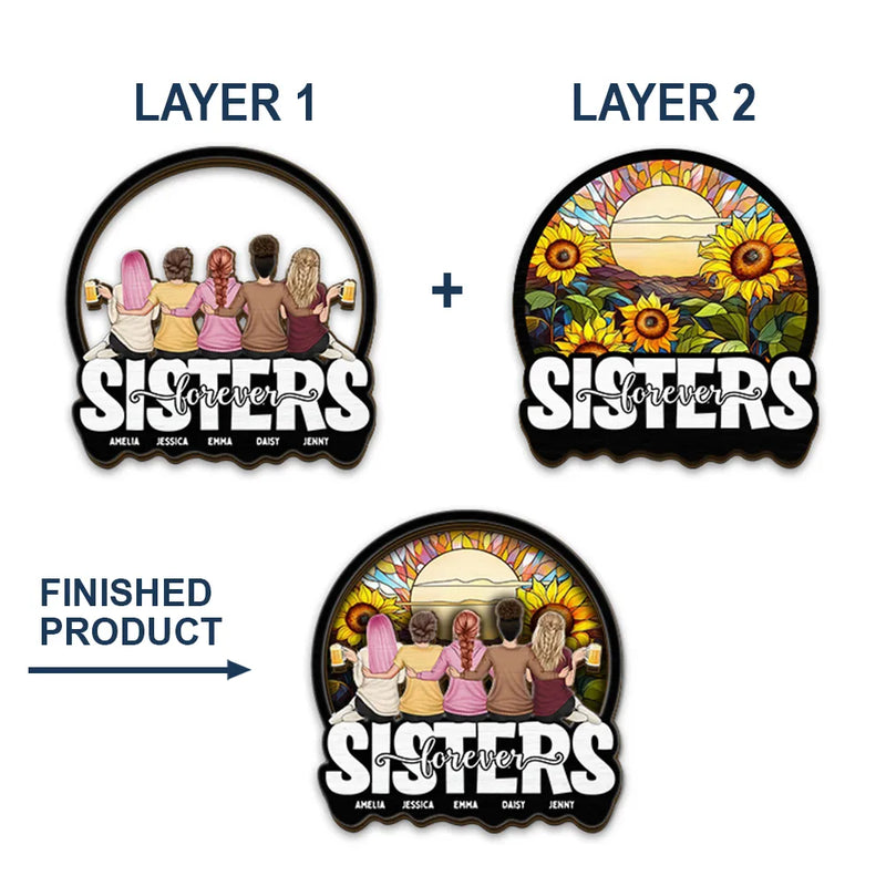 Gift For Bestie, Gift For Sisters - Bestie Sisters Forever - Personalized Custom Shaped Car Visor Clip
