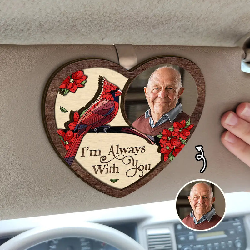 Sad,Family,Parents,Gift For Grandparents,Gift For Sibling - Custom Photo Memorial I'm Always With You - Personalized Custom Shaped Car Visor Clip