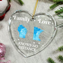 Family, Parents, Gift For Grandparents,  Gift For Sibling, Gift For Sisters, Gift For Brothers - Family Love Knows No Distance Christmas - Personalized Glass Ornamen
