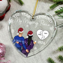 Gift For Couples,Gift For Husband,Gift For Wife,Gift For Boyfriend,Gift For Girlfriend - The Year I Found My Missing Piece Couple - Personalized Glass Ornament