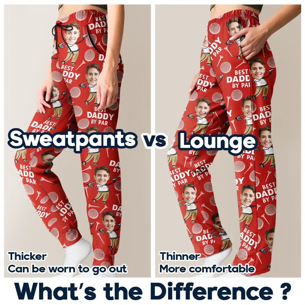 Golf, Sport Dad, Funny, Gift For Father, Gift For Grandpa, Gift For Yourself, Gift For Men - Custom Photo Best Daddy By Par Funny Face Golf Lover - Personalized Pajama Pants
