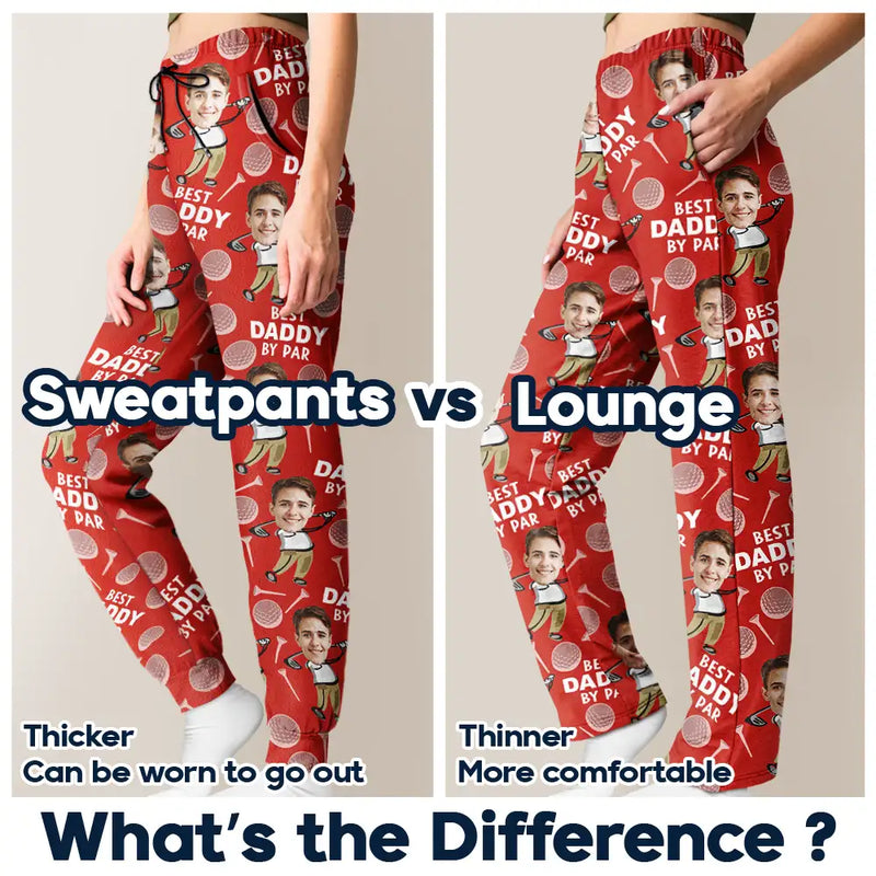 Golf, Sport Dad, Funny, Gift For Father, Gift For Grandpa, Gift For Yourself, Gift For Men - Custom Photo Best Daddy By Par Funny Face Golf Lover - Personalized Pajama Pants
