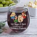 Funny,Gift For Bestie,Gift For Sisters,Gifts For Colleagues - Forget Sugar And Spice Besties Sisters - Personalized Stemless Wine Glass