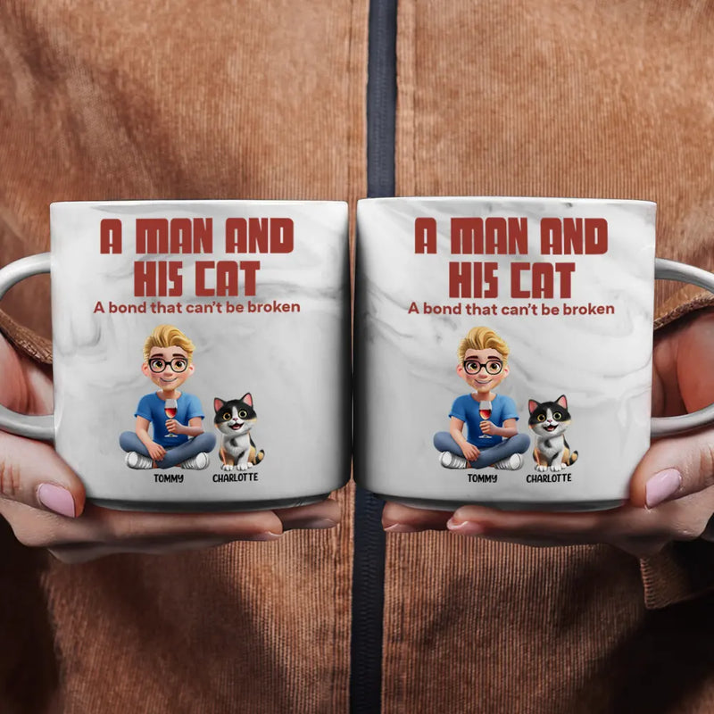 Cat Lovers,Pet Lovers,Cat Mom,Cat Dad - A Bond That Can't Be Broken Cat Mom Cat Dad - Personalized Marble Mug