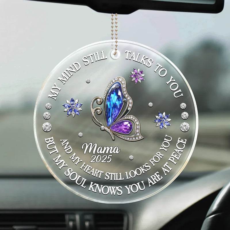 Memorial,Sad - Memorial My Soul Knows You Are At Peace Printed Gemstone Art - Personalized Acrylic Car Hanger