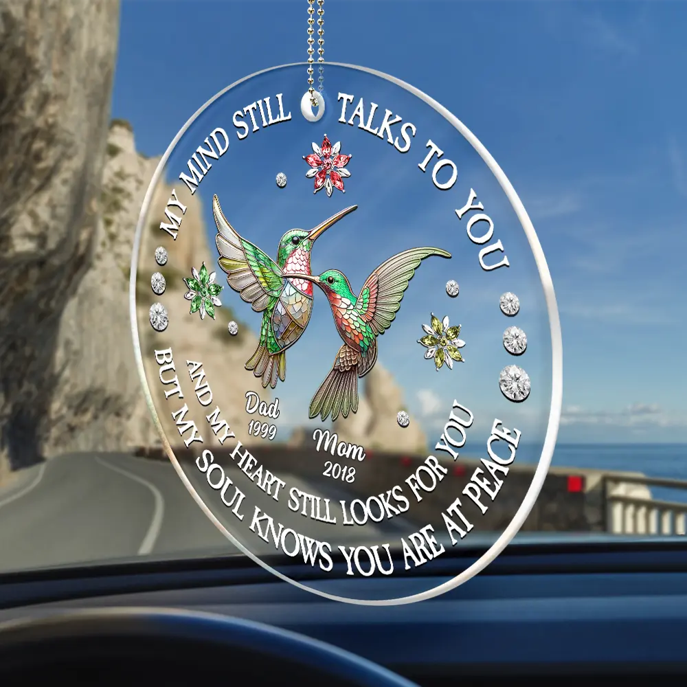 Memorial,Sad - Memorial My Soul Knows You Are At Peace Printed Gemstone Art - Personalized Acrylic Car Hanger