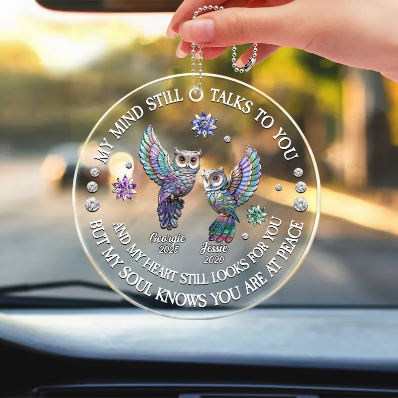 Memorial,Sad - Memorial My Soul Knows You Are At Peace Printed Gemstone Art - Personalized Acrylic Car Hanger