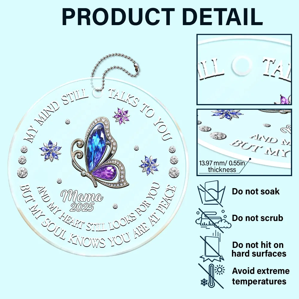 Memorial,Sad - Memorial My Soul Knows You Are At Peace Printed Gemstone Art - Personalized Acrylic Car Hanger