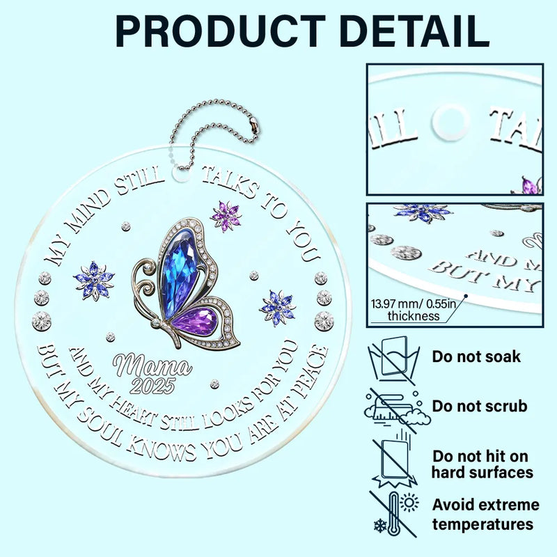 Memorial,Sad - Memorial My Soul Knows You Are At Peace Printed Gemstone Art - Personalized Acrylic Car Hanger