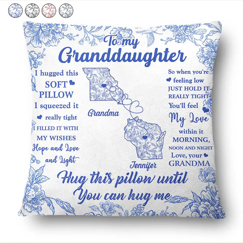 Long Distance,Gift For Mother,Gift For Daughter,Love,Mom - Daughters (Adult),Gift For Grandma,Grandma - Grandkids,Gift For Grandkids - I Hug This Soft Pillow Toile Pattern - Personalized Pillow
