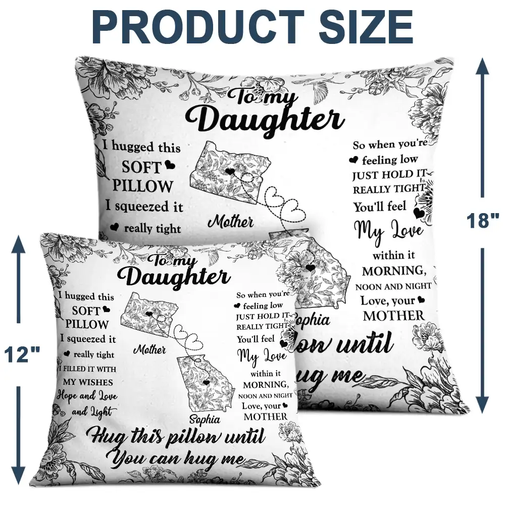 Long Distance,Gift For Mother,Gift For Daughter,Love,Mom - Daughters (Adult),Gift For Grandma,Grandma - Grandkids,Gift For Grandkids - I Hug This Soft Pillow Toile Pattern - Personalized Pillow