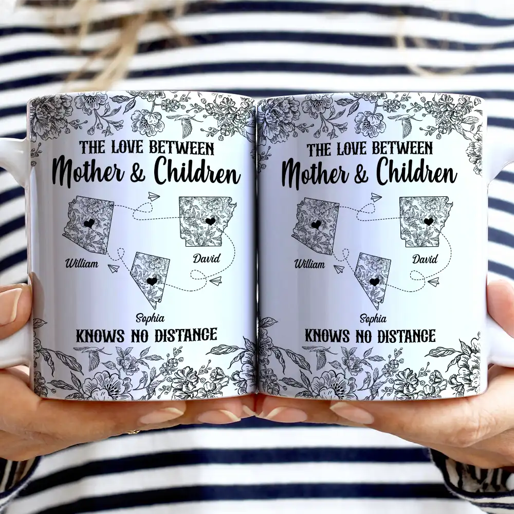 Long Distance,Gift For Mother,Gift For Daughter,Love,Mom - Daughters (Adult) - The Love Between Mother & Daughter Knows No Distance Toile - Personalized White Edge-to-Edge Mug