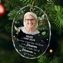 Sad,Memorial,Family,Parents,Gift For Grandparents,Christmas - Custom Photo Memorial My Mind Still Talks To You - Personalized Oval Glass Ornament