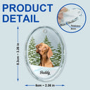 Love,Christmas,Pet Lovers,Dog Lovers,Cat Lovers - Custom Photo Pet Face Dog Cat Memorial - Personalized Oval Glass Ornament