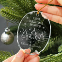 Love,Christmas,Gift For Wife,Gift For Husband,Gift For Couples,Married ,Engaged,Wedding - First Christmas As Mr & Mrs Pine Tree - Personalized Oval Glass Ornament