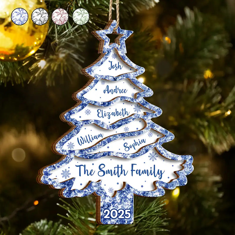 Christmas,Family,Parents,Happy,Gift For Grandparents,Gift For Sibling - Christmas Tree Family Sibling Bestie Toile - Personalized 2-Layered Wooden Ornament