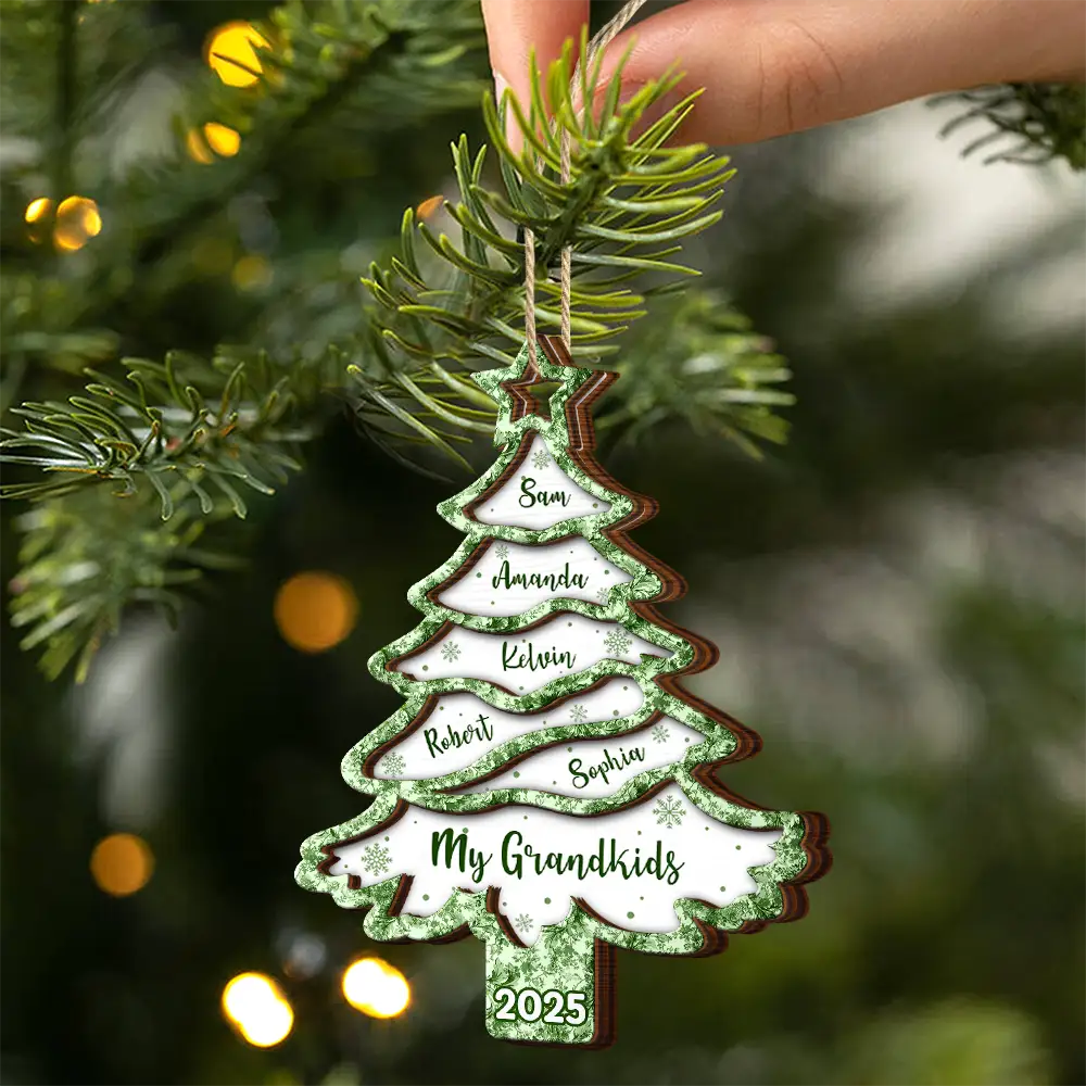 Christmas,Family,Parents,Happy,Gift For Grandparents,Gift For Sibling - Christmas Tree Family Sibling Bestie Toile - Personalized 2-Layered Wooden Ornament