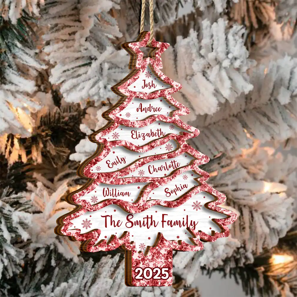 Christmas,Family,Parents,Happy,Gift For Grandparents,Gift For Sibling - Christmas Tree Family Sibling Bestie Toile - Personalized 2-Layered Wooden Ornament