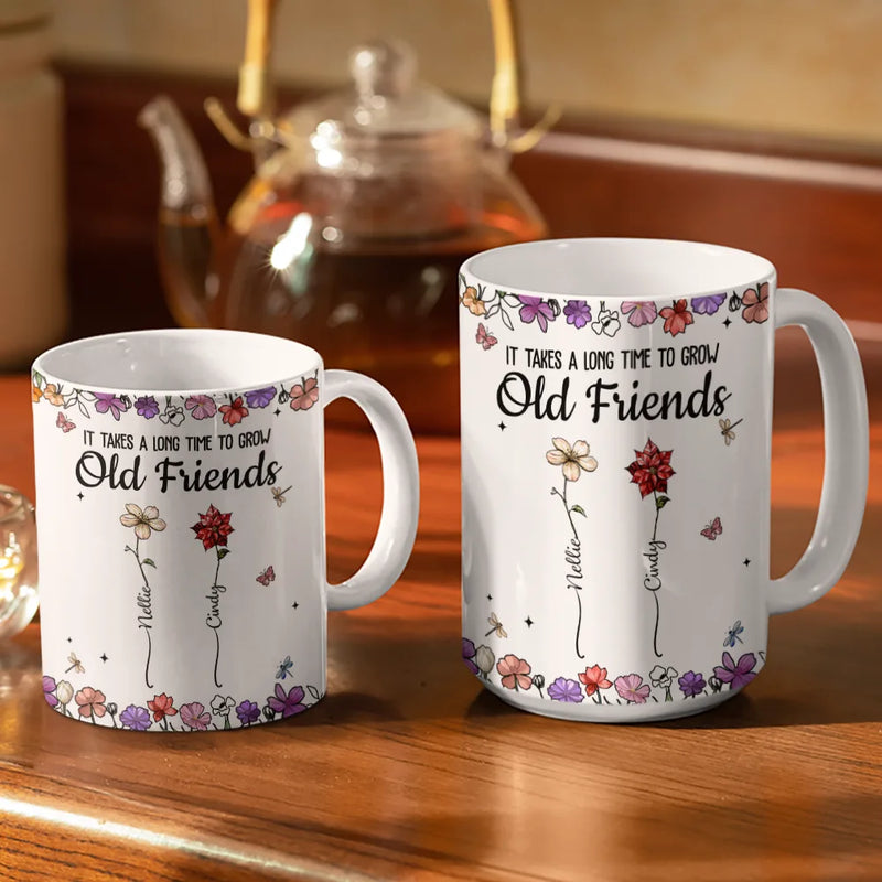 Gift For Bestie,Gift For Sisters,Gift For Women,Gifts For Colleagues,Happy - Best Friends It's Not What We Have In Life Birth Flower - Personalized White Edge-to-Edge Mug