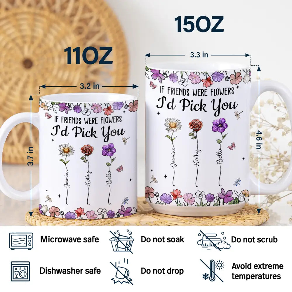 Gift For Bestie,Gift For Sisters,Gift For Women,Gifts For Colleagues,Happy - Best Friends It's Not What We Have In Life Birth Flower - Personalized White Edge-to-Edge Mug