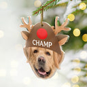 Happy,Cat Lovers,Pet Lovers,Dog Lovers - Custom Photo Santa Hat Dog Cat Pet Face - Personalized Custom Shaped Acrylic Ornament