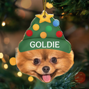 Happy,Cat Lovers,Pet Lovers,Dog Lovers - Custom Photo Santa Hat Dog Cat Pet Face - Personalized Custom Shaped Acrylic Ornament