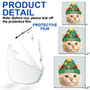 Happy,Cat Lovers,Pet Lovers,Dog Lovers - Custom Photo Santa Hat Dog Cat Pet Face - Personalized Custom Shaped Acrylic Ornament
