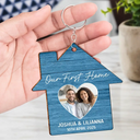 Married ,Happy,Gift For Couples,Gift For Wife,Gift For Husband - Custom Photo Our First Home Married Couple - Personalized Wooden Keychain