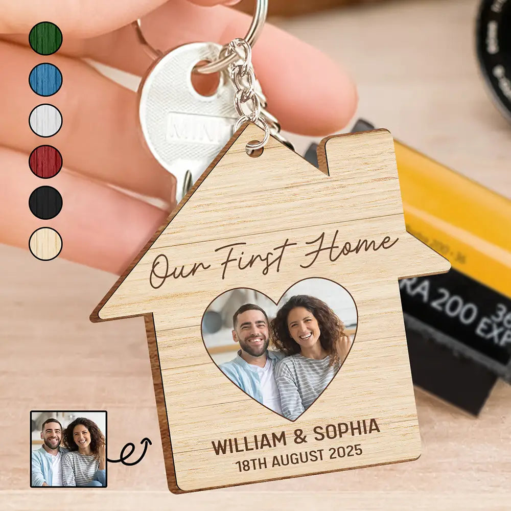 Custom Photo Our First Home Married Couple - Personalized Wooden Keych ...