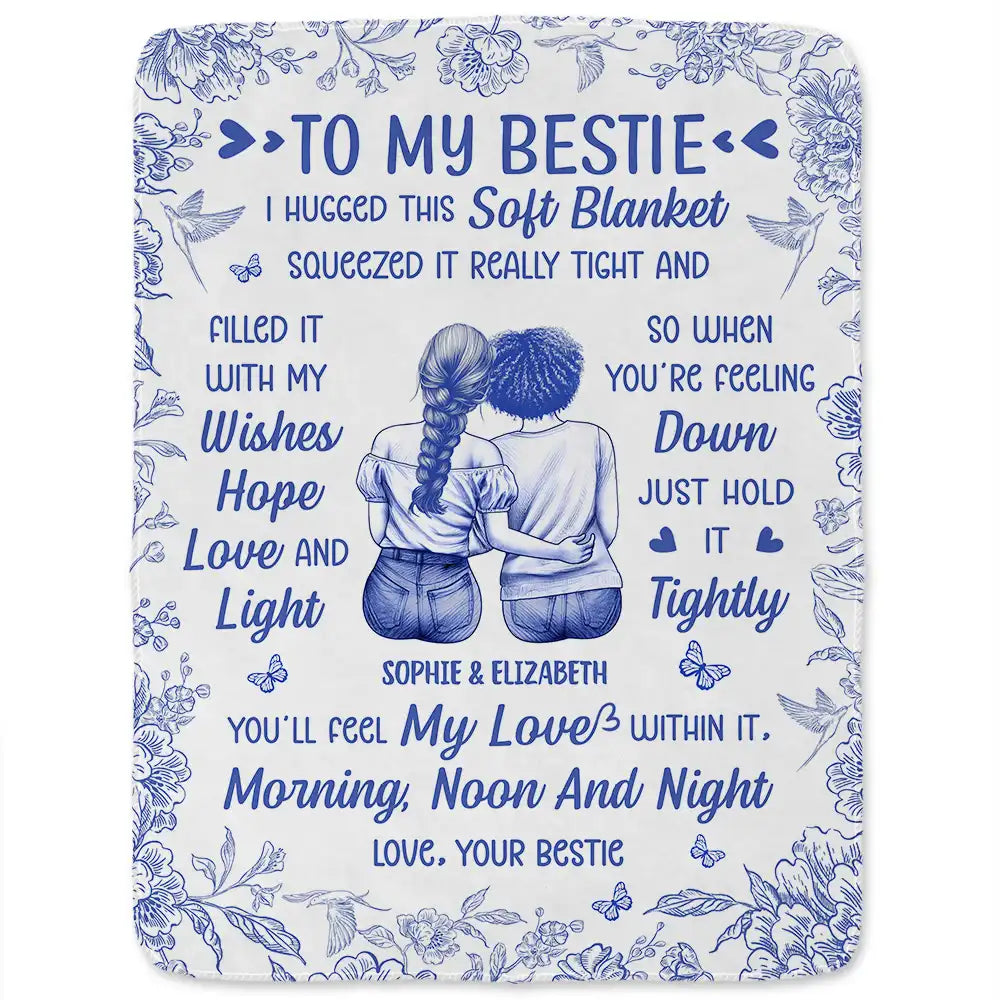 Love,Gift For Bestie,Gift For Sisters,Gift For Daughter - I Filled It With My Wishes Bestie Sister Toile - Personalized Fleece Blanket, Sherpa Blanket