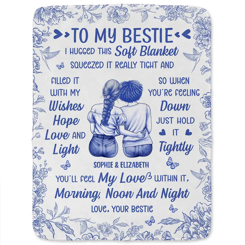 Love,Gift For Bestie,Gift For Sisters,Gift For Daughter - I Filled It With My Wishes Bestie Sister Toile - Personalized Fleece Blanket, Sherpa Blanket