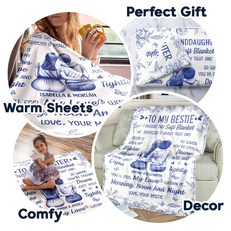 Love,Gift For Bestie,Gift For Sisters,Gift For Daughter - I Filled It With My Wishes Bestie Sister Toile - Personalized Fleece Blanket, Sherpa Blanket