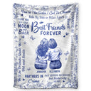 Gift For Bestie,Gift For Sisters,Gift For Sibling,Happy - Best Friends Forever Connected By Heart Toile - Personalized Fleece Blanket, Sherpa Blanket