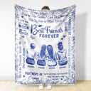 Gift For Bestie,Gift For Sisters,Gift For Sibling,Happy - Best Friends Forever Connected By Heart Toile - Personalized Fleece Blanket, Sherpa Blanket